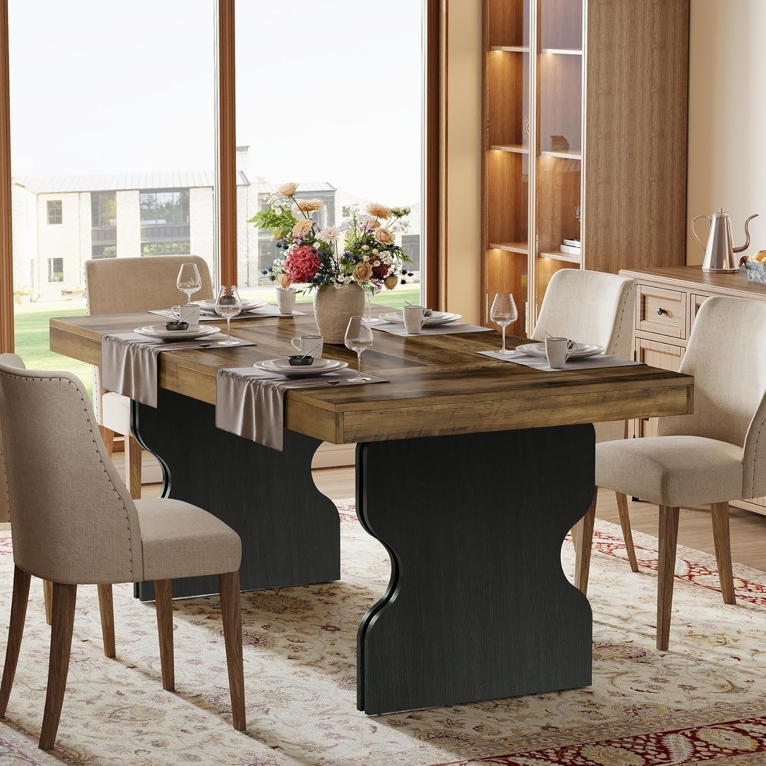Tribesigns Mesa de comedor rectangular rústica de 160 cm para 4-6 personas