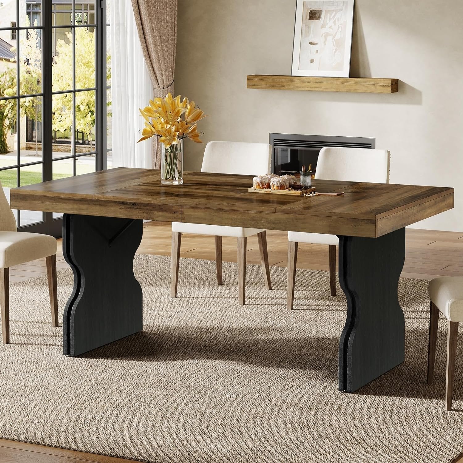 Tribesigns Mesa de comedor rectangular rústica de 160 cm para 4-6 personas