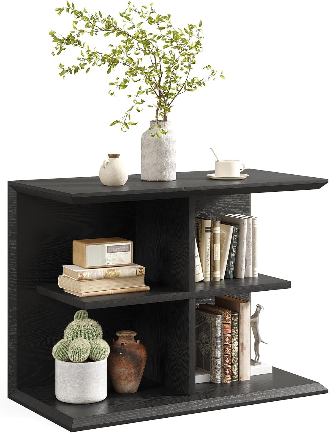 Tribesigns Mesa auxiliar de sofá con 4 estantes, Mesa de centro industrial Mesita de noche para salón