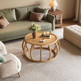 TRIBEWOOD Mesa de Centro Redonda, Mesa de Centro de Madera Maciza de 80 cm Mesa de Salón o Comedor 3