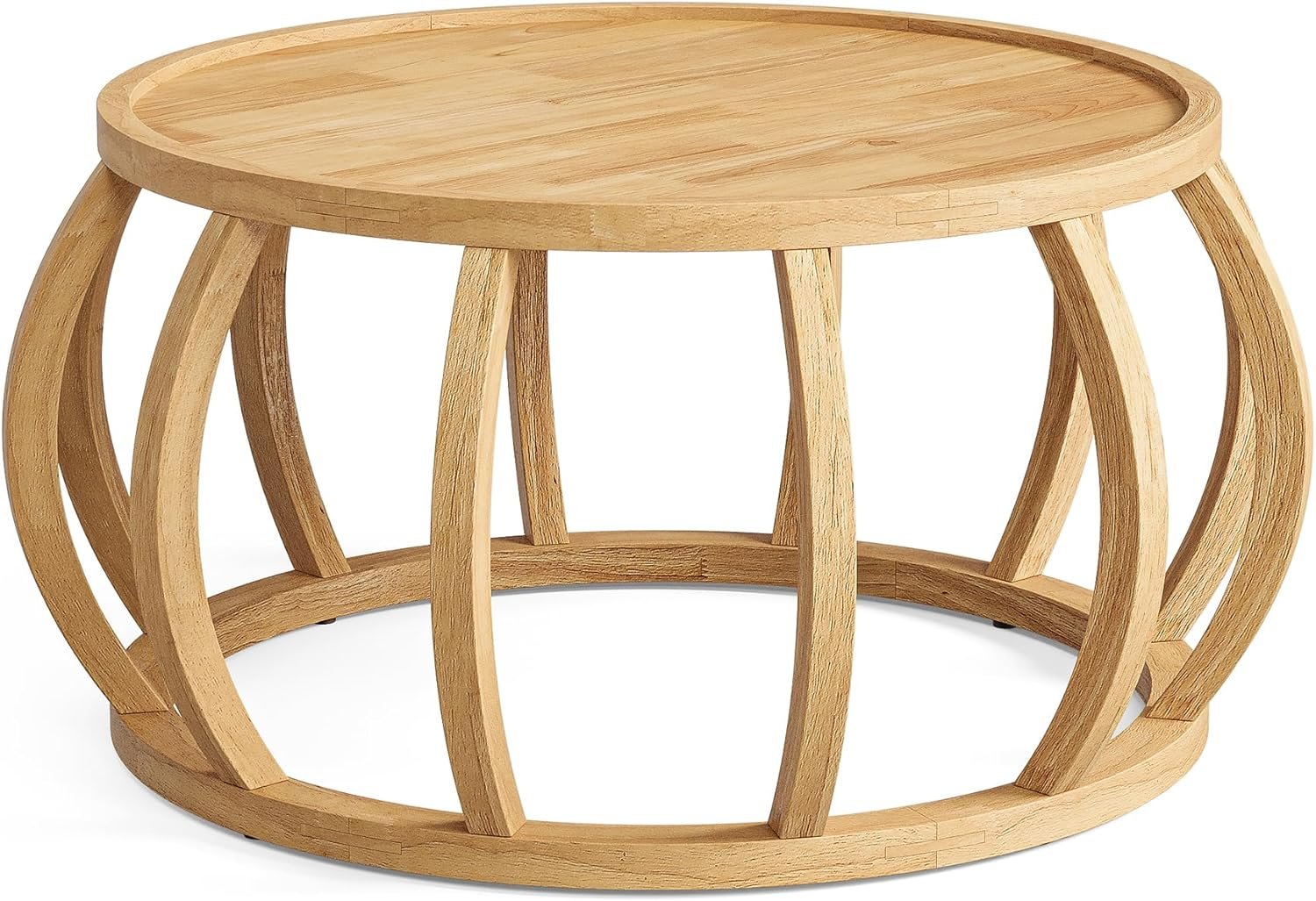 TRIBEWOOD Mesa de Centro Redonda, Mesa de Centro de Madera Maciza de 80 cm Mesa de Salón o Comedor