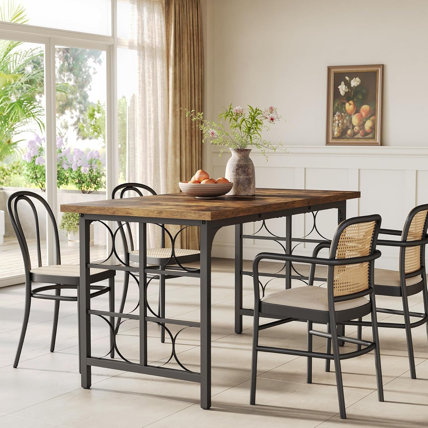 Tribesigns Mesa de Comedor rústica para 4 a 6 Personas 139 cm Rectangular de Madera