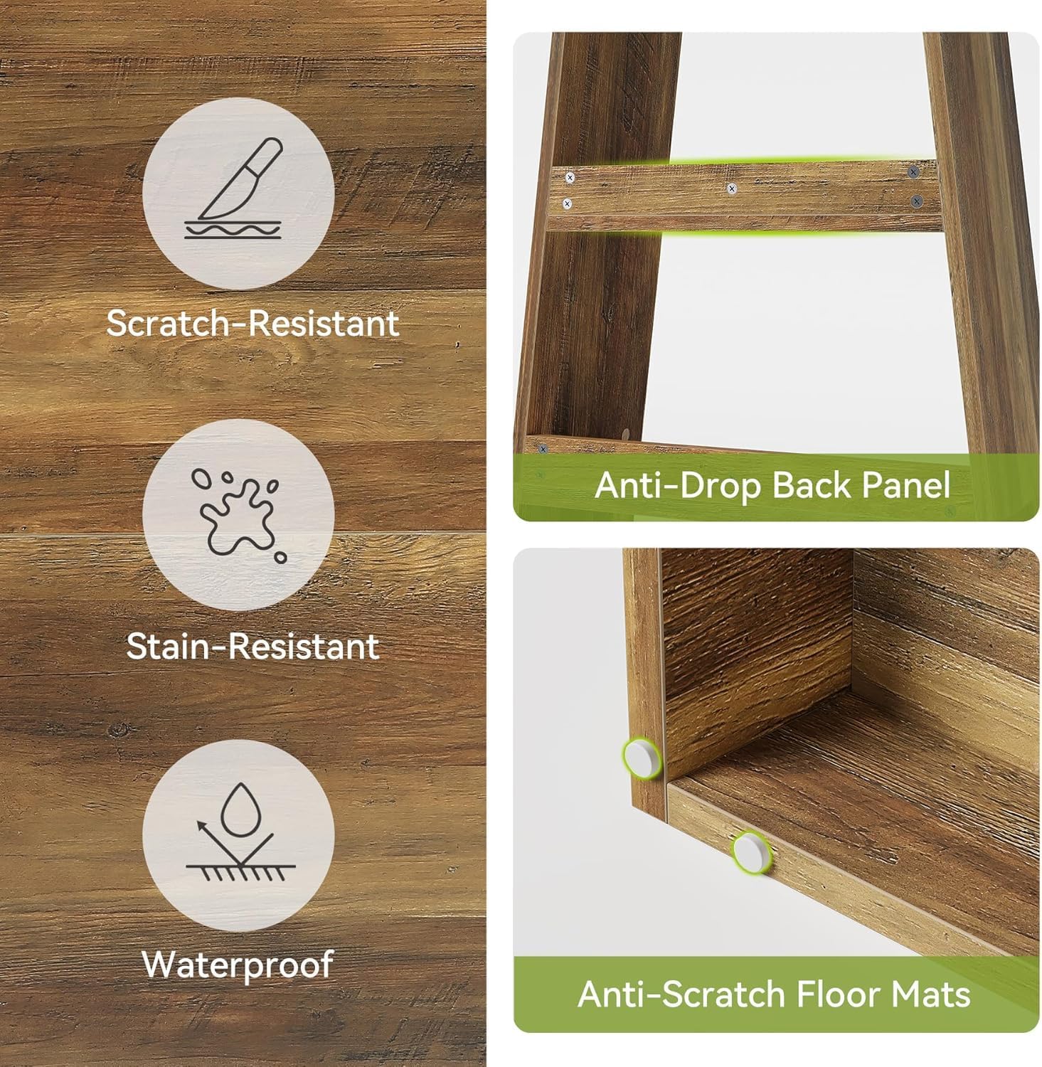 Tribesigns Librería de 6 niveles de madera con acabado cálido de madera Umbra para salón