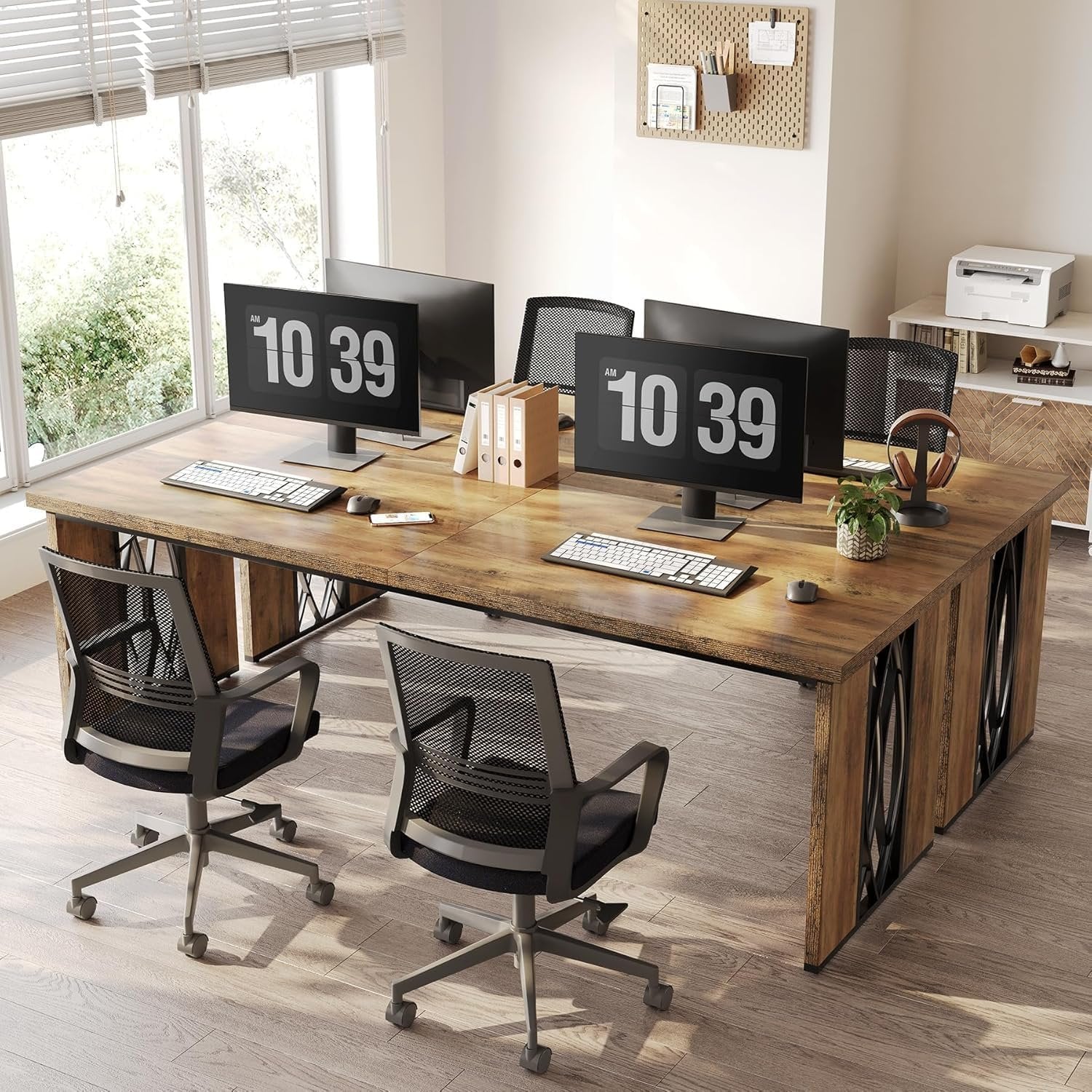 Tribesigns Escritorio para computadora, Mesa de conferencias doble y larga para el hogar y la oficina