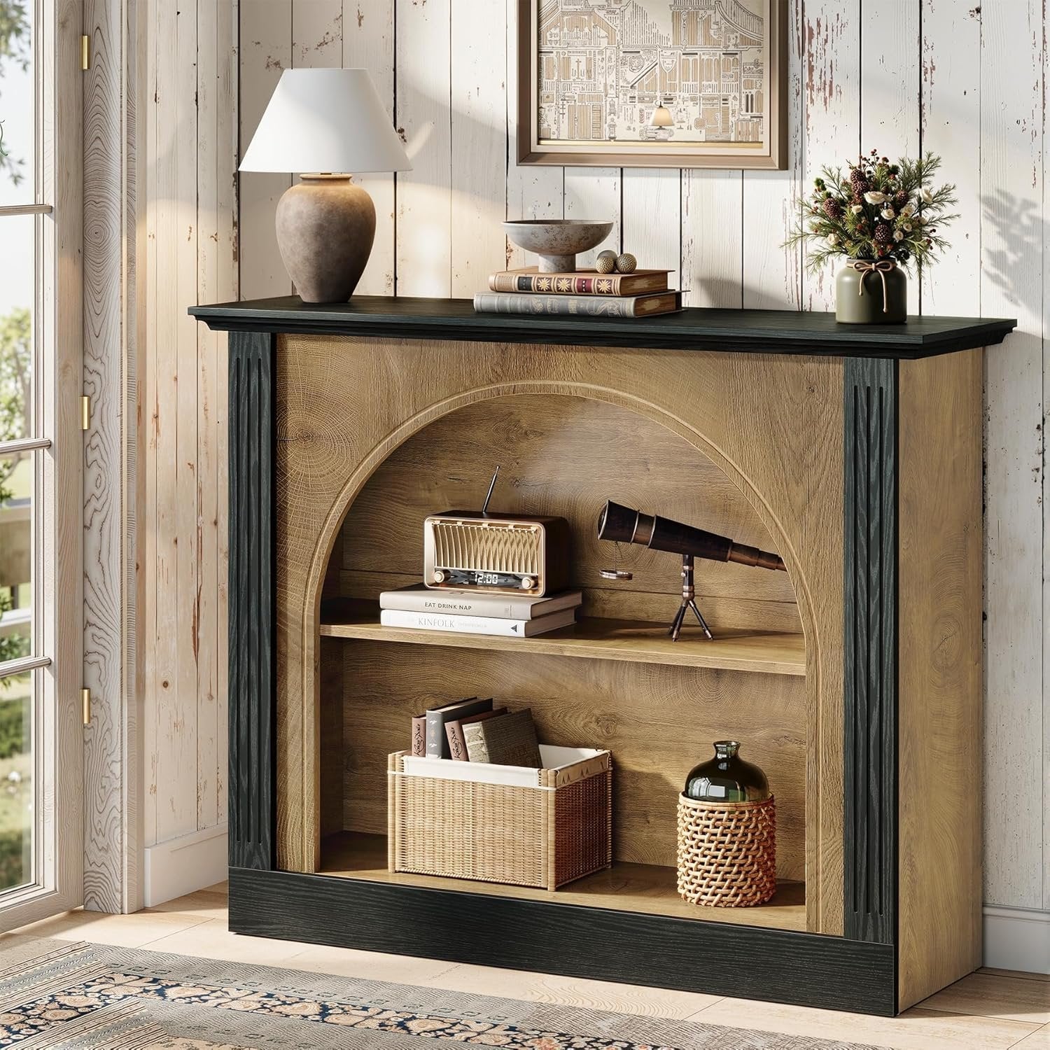 Tribesigns Mesa de Consola de 3 Niveles, Mesa de Entrada de 110 cm con Almacenamiento para Recibidor