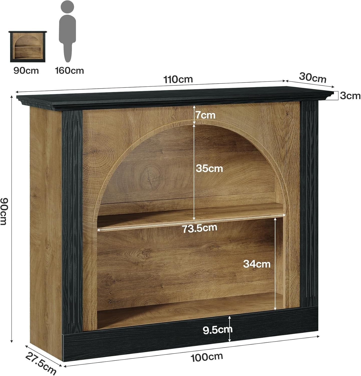 Tribesigns Mesa de Consola de 3 Niveles, Mesa de Entrada de 110 cm con Almacenamiento para Recibidor