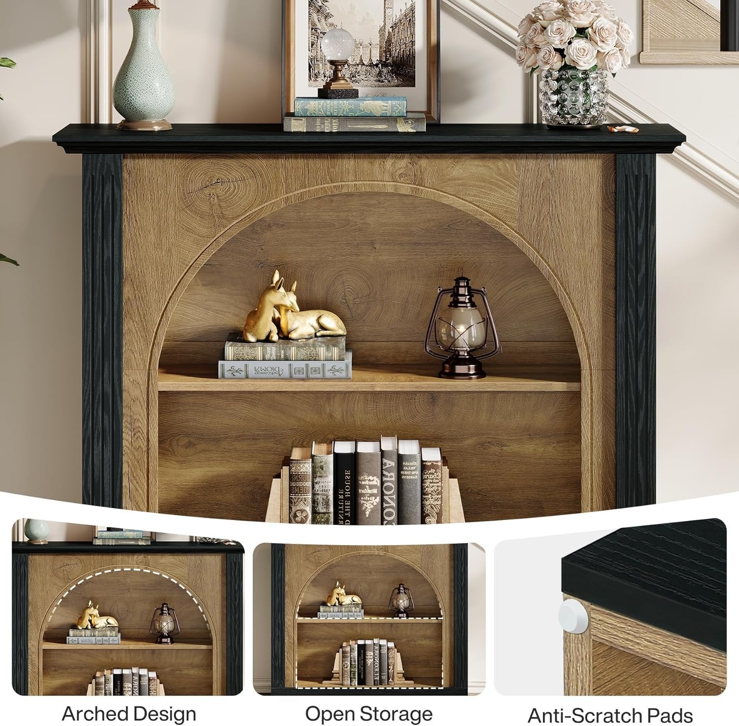 Tribesigns Mesa de Consola de 3 Niveles, Mesa de Entrada de 110 cm con Almacenamiento para Recibidor