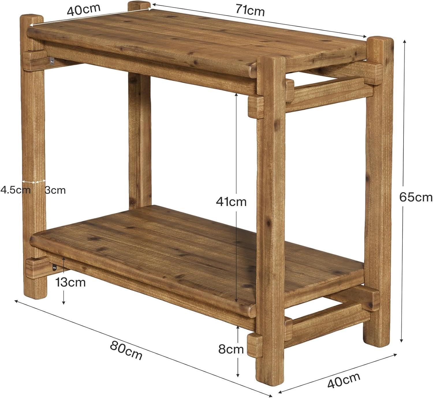 TRIBEWOOD Mesa auxiliar de madera maciza con 2 estantes, Aparador estrecho para sala de estar y dormitorio