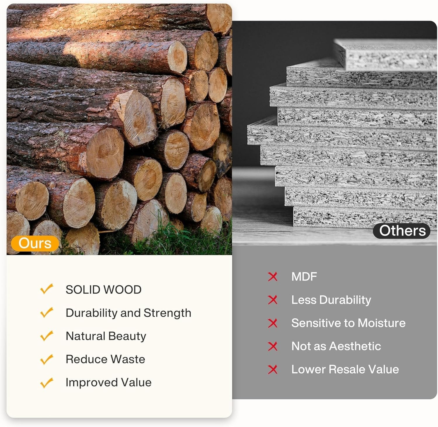 TRIBEWOOD Mesa auxiliar de madera maciza con 2 estantes, Aparador estrecho para sala de estar y dormitorio