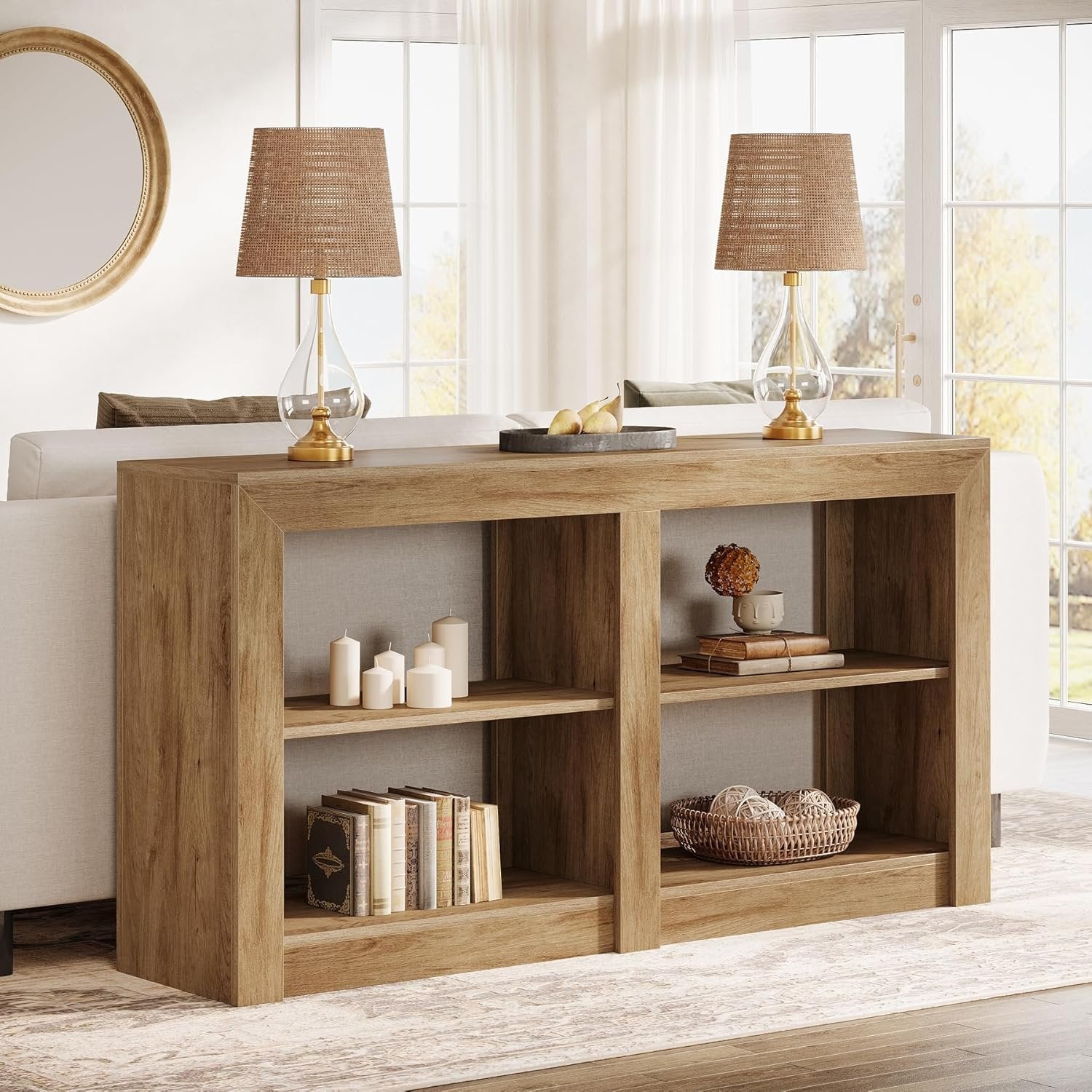 Tribesigns Consola de estilo rústico de 90 cm, Mesa de recibidor con aspecto de roble para recibidor y salón