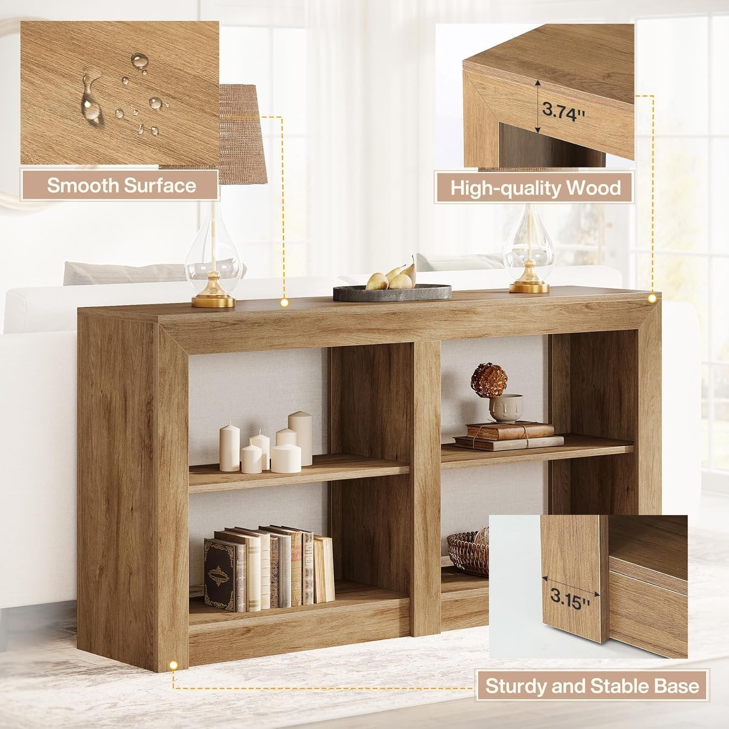 Tribesigns Consola de estilo rústico de 90 cm, Mesa de recibidor con aspecto de roble para recibidor y salón