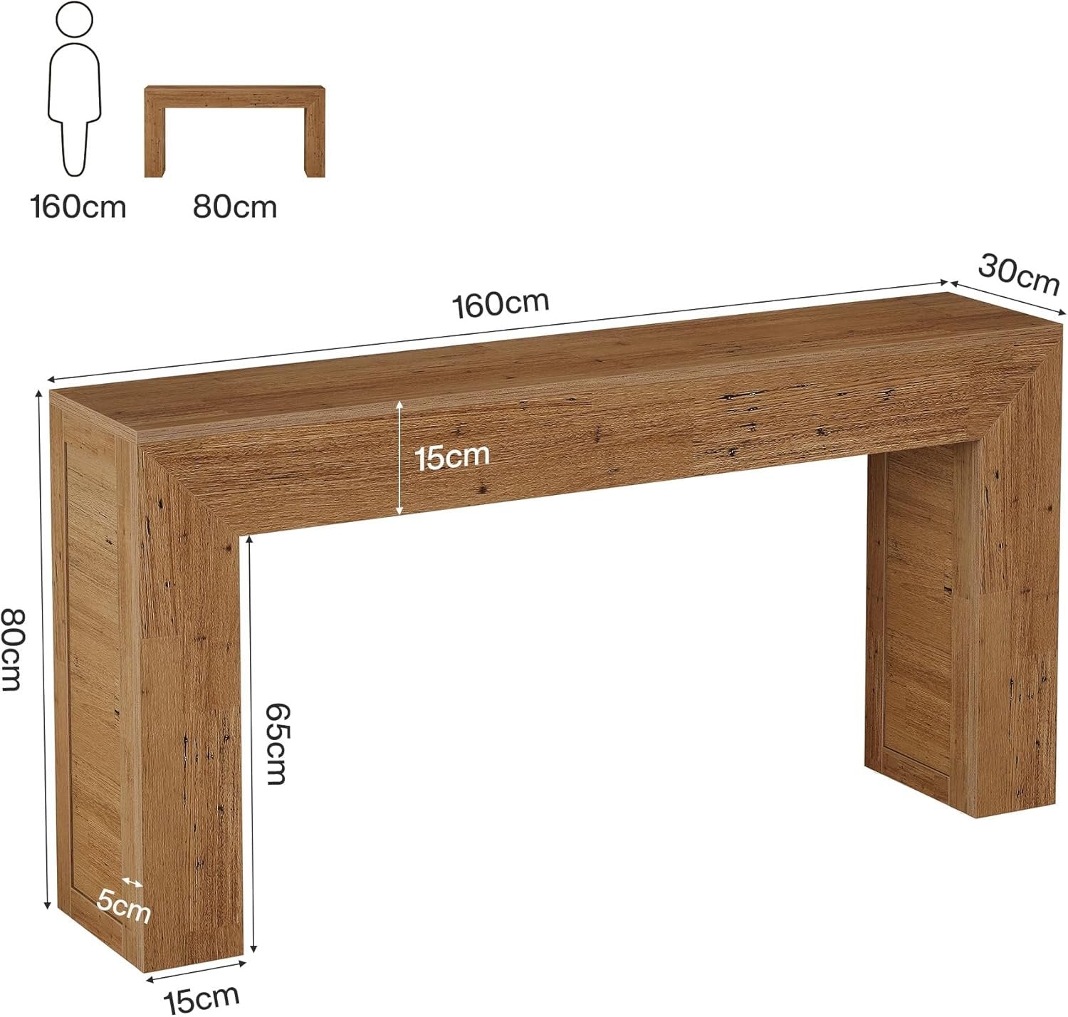 Tribesigns Mesa consola estrecha de 160 cm, Mesa de pasillo de madera detrás del sofá