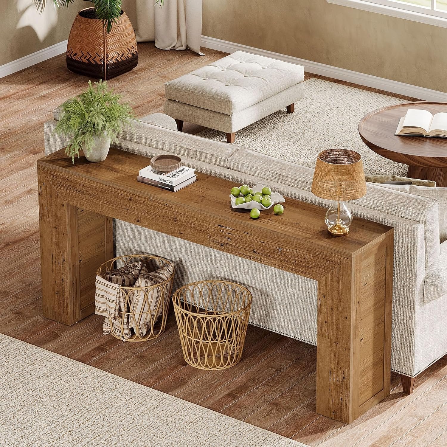 Tribesigns Mesa consola estrecha de 160 cm, Mesa de pasillo de madera detrás del sofá