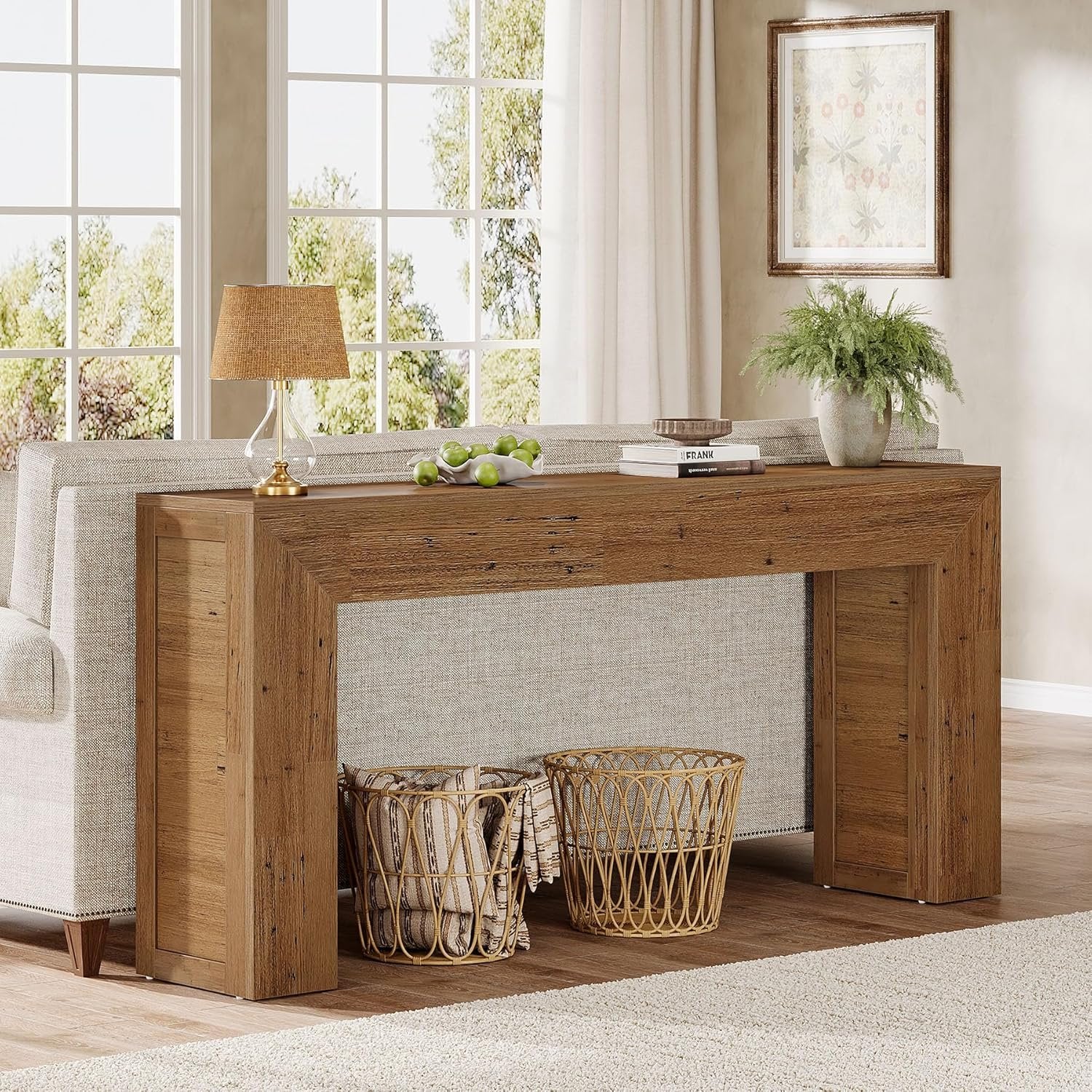 Tribesigns Mesa consola estrecha de 160 cm, Mesa de pasillo de madera detrás del sofá