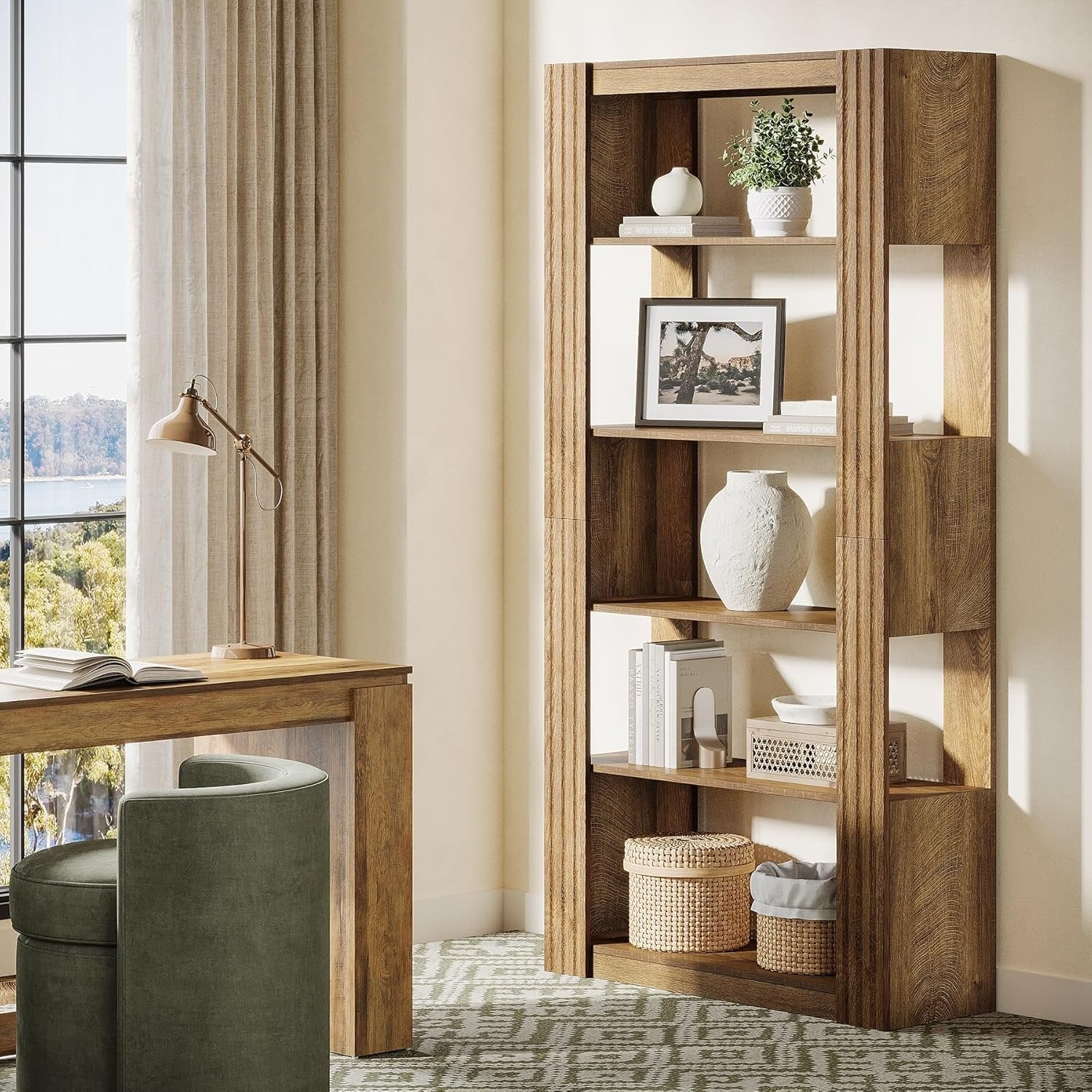 Tribesigns Estantería independiente de 180 cm de altura con 5 estantes abiertos, Estantería de oficina