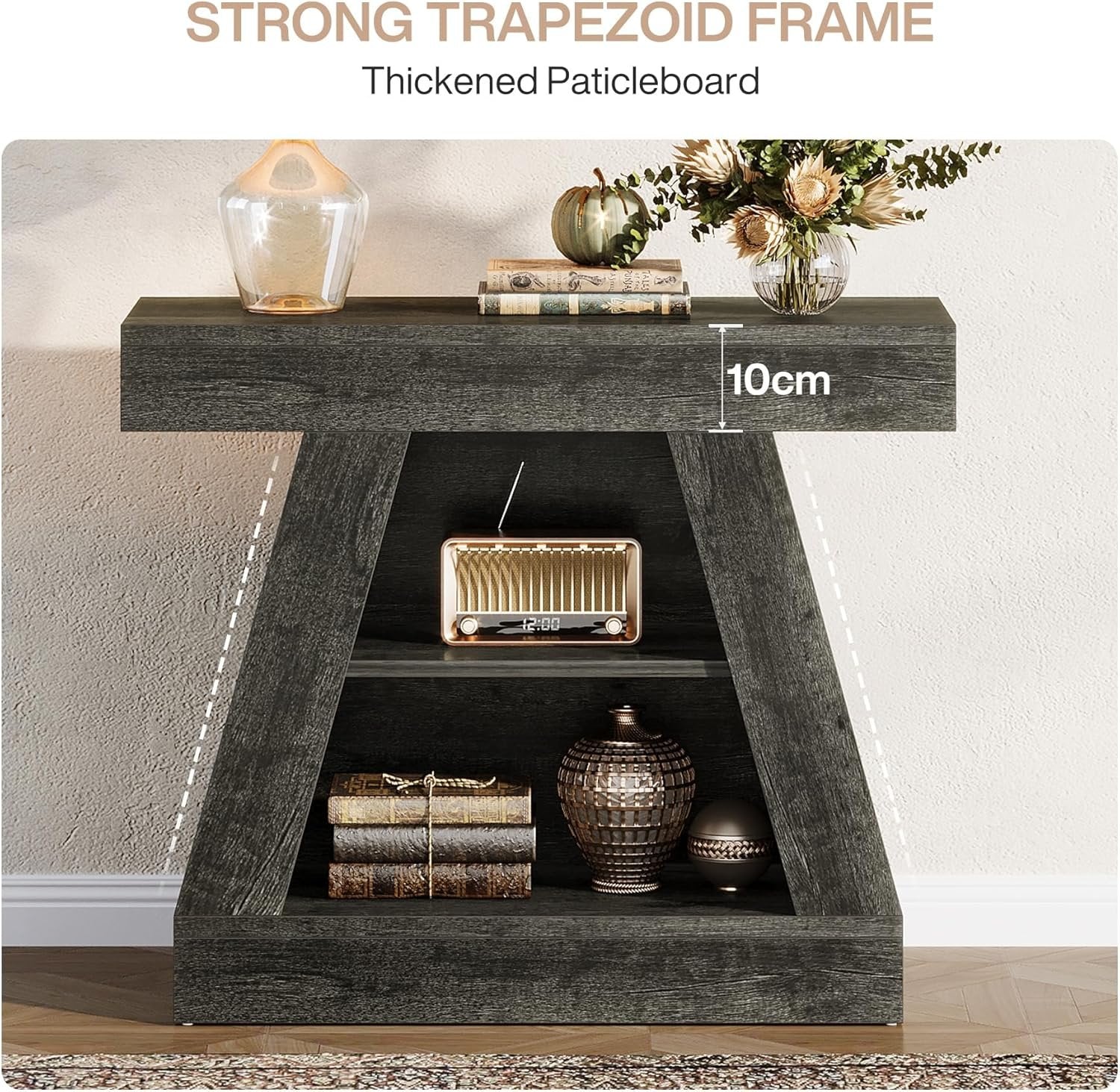 Tribesigns Mesa consola de 68 cm de estilo rústico para entrada, Mesa de sofá moderna de 3 niveles