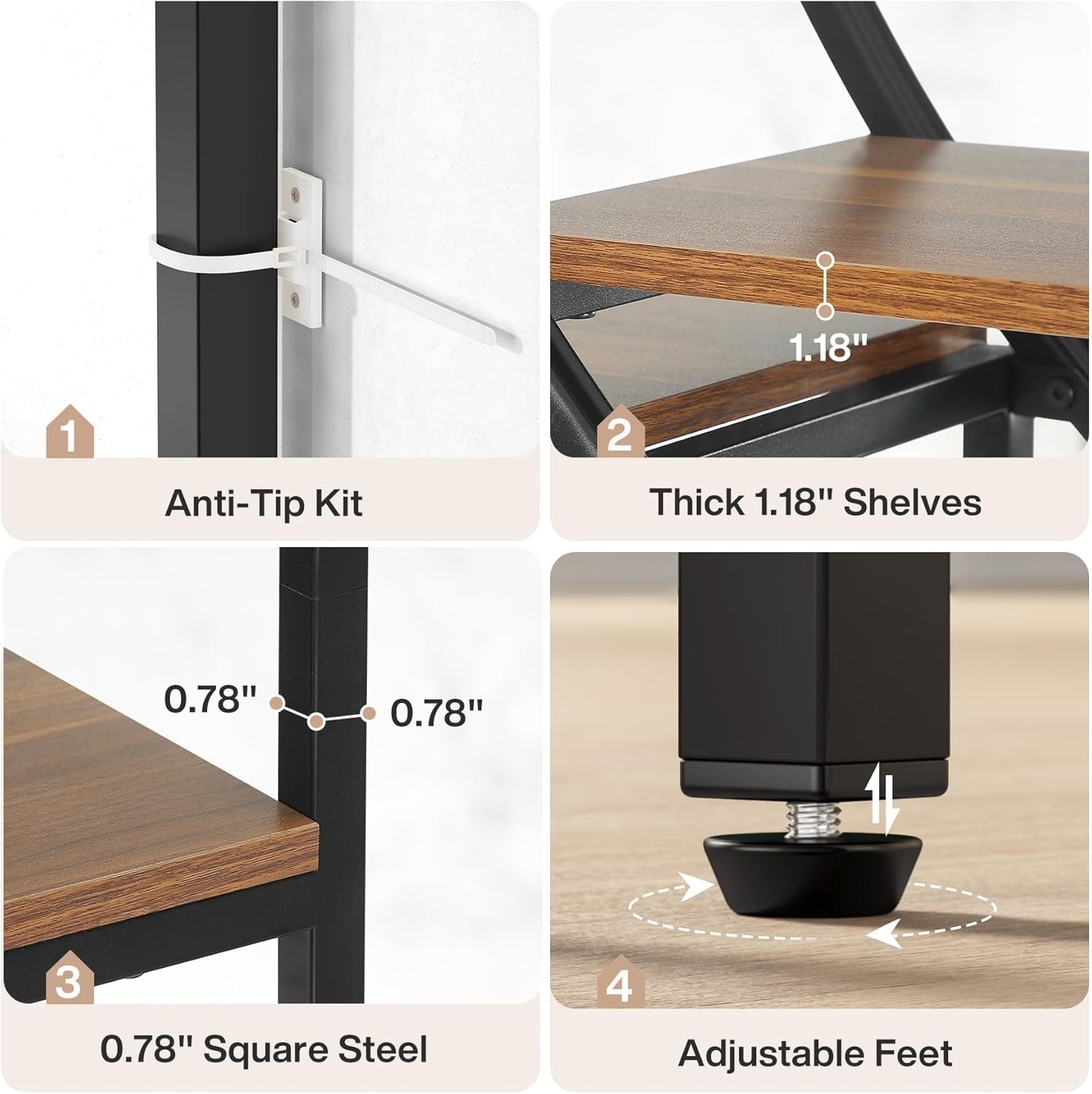 Tribesigns Librería Tribesigns de estilo industrial de 180 cm, Estantería metálica de 9 niveles con diseño geométrico