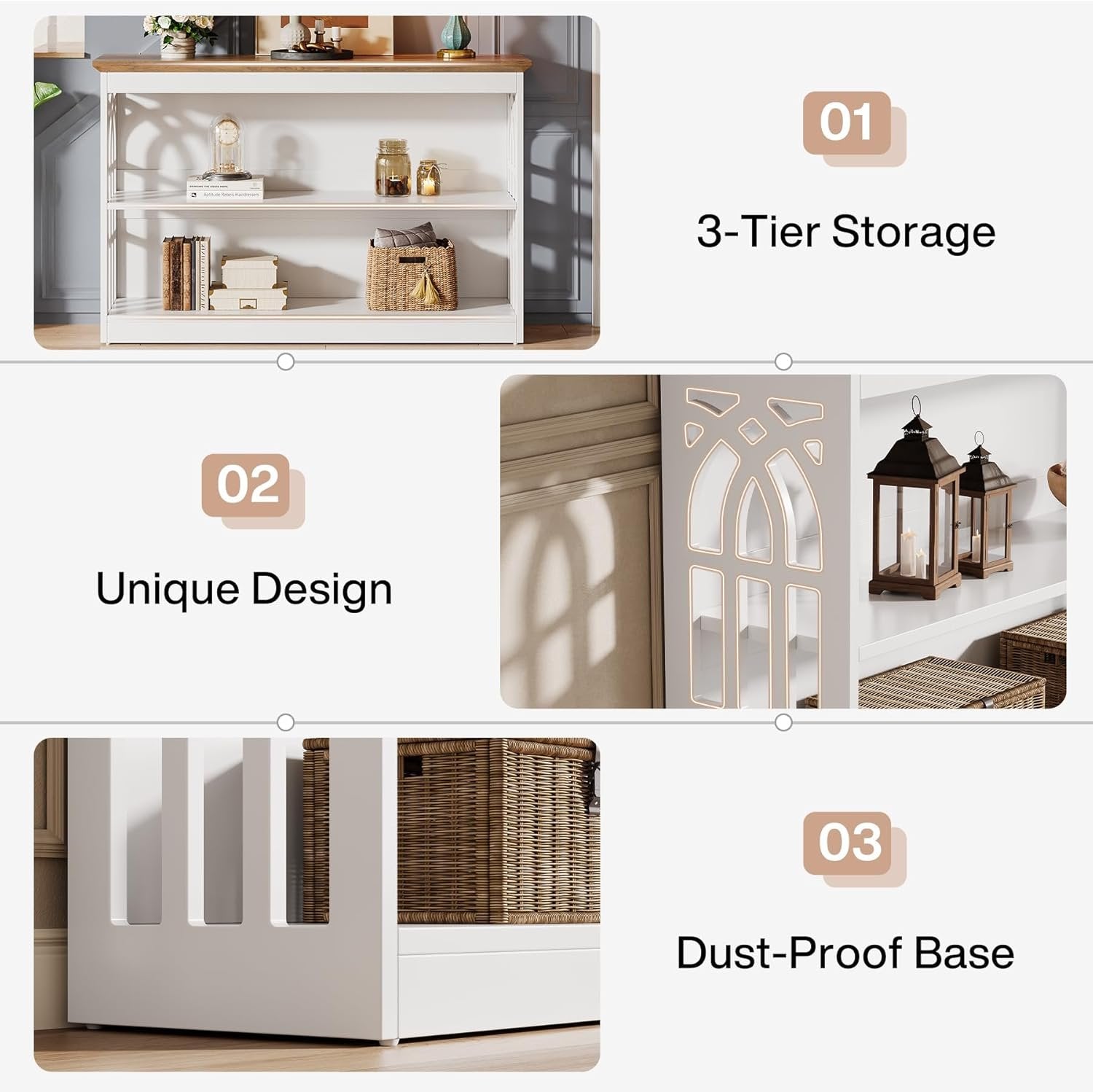 Tribesigns Mesa consola moderna para la entrada, Mesa de sofá blanca de 105 cm detrás