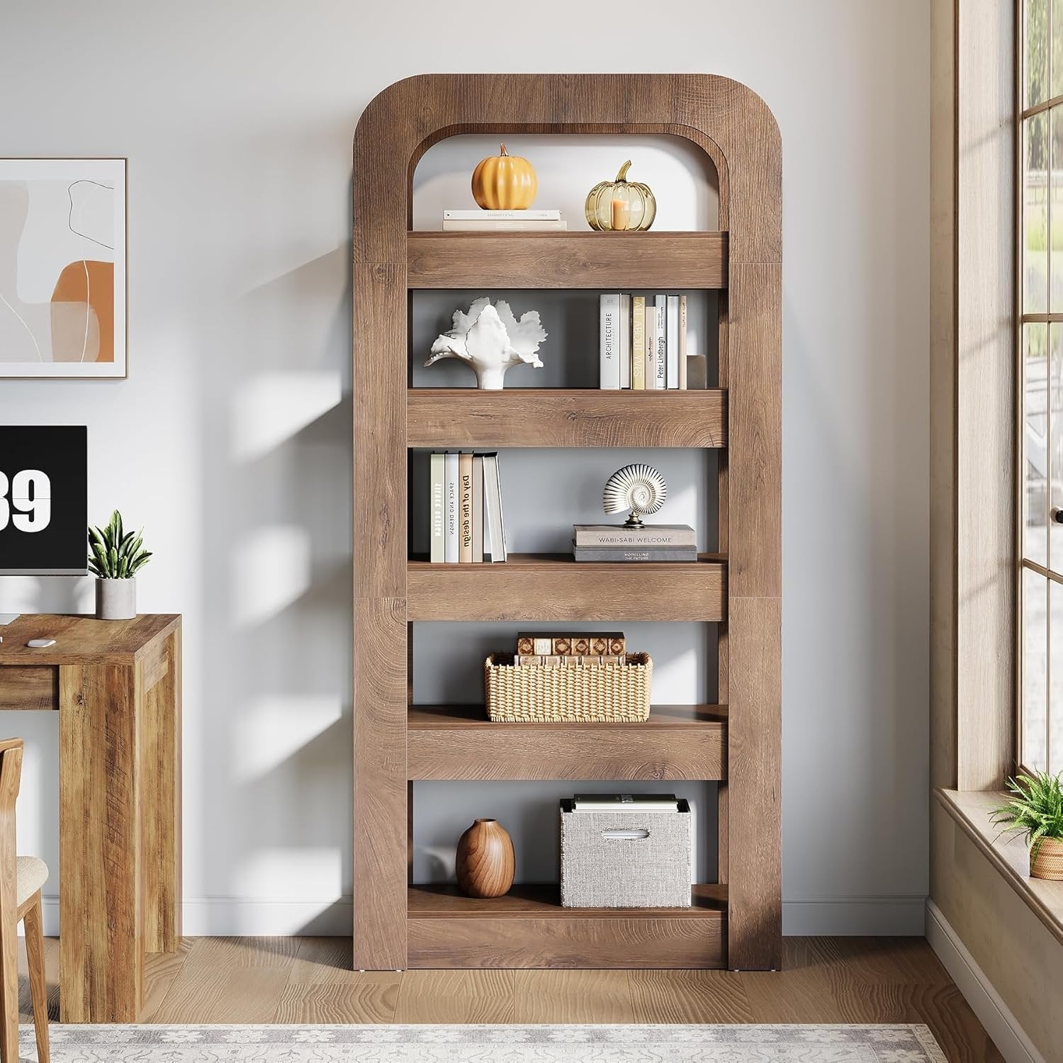 Tribesigns Estantería de 180 cm de altura con 5 compartimentos abiertos, Librería de estilo industrial