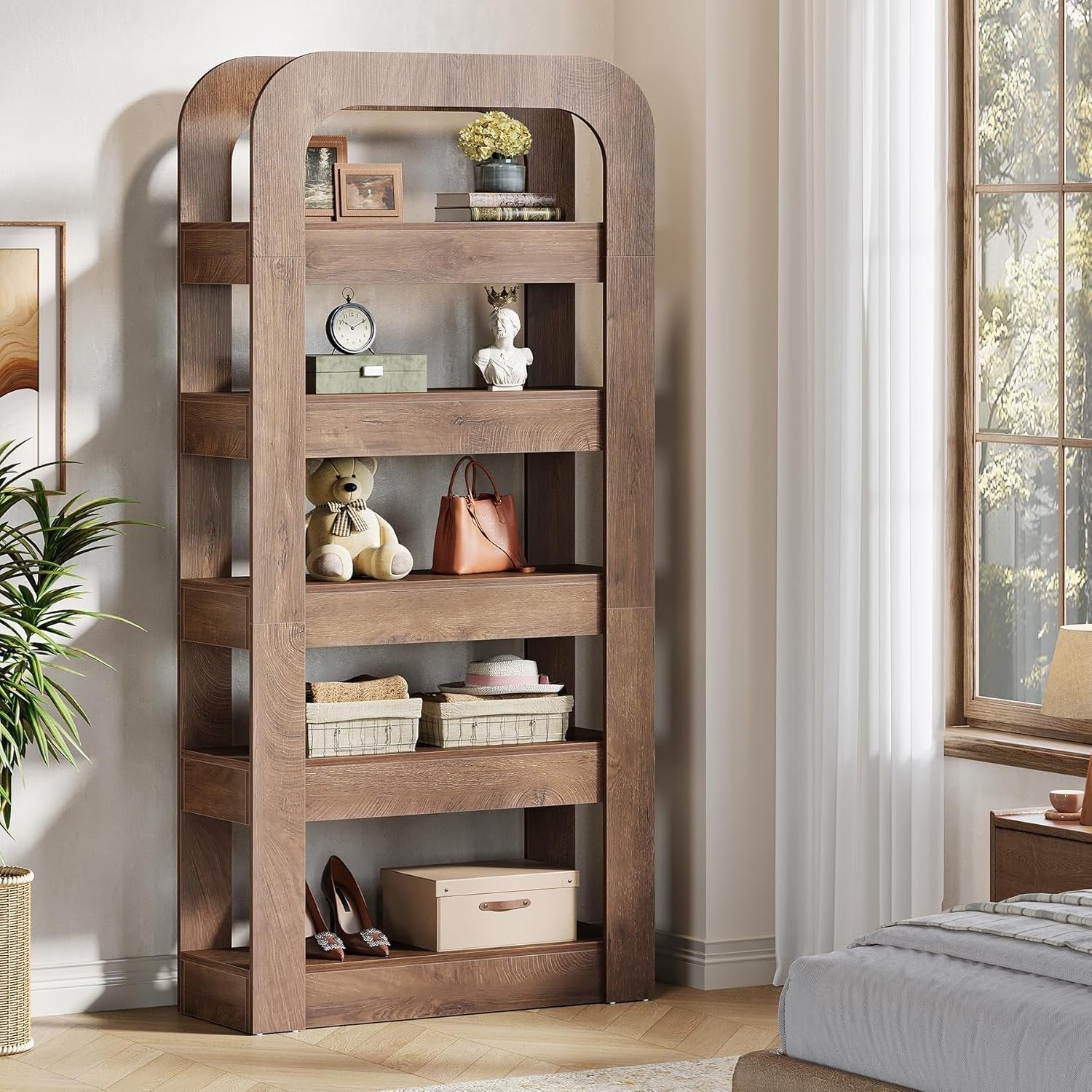 Tribesigns Estantería de 180 cm de altura con 5 compartimentos abiertos, Librería de estilo industrial