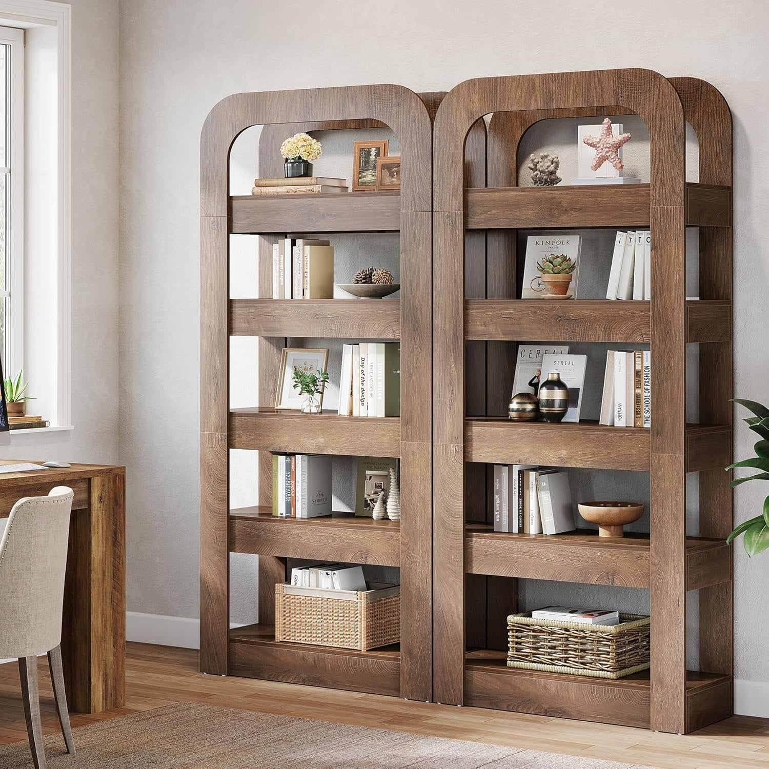 Tribesigns Estantería de 180 cm de altura con 5 compartimentos abiertos, Librería de estilo industrial