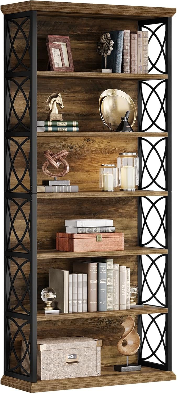 Tribesigns Estantería independiente de 185 cm de alto y 6 niveles, Estilo industrial de madera