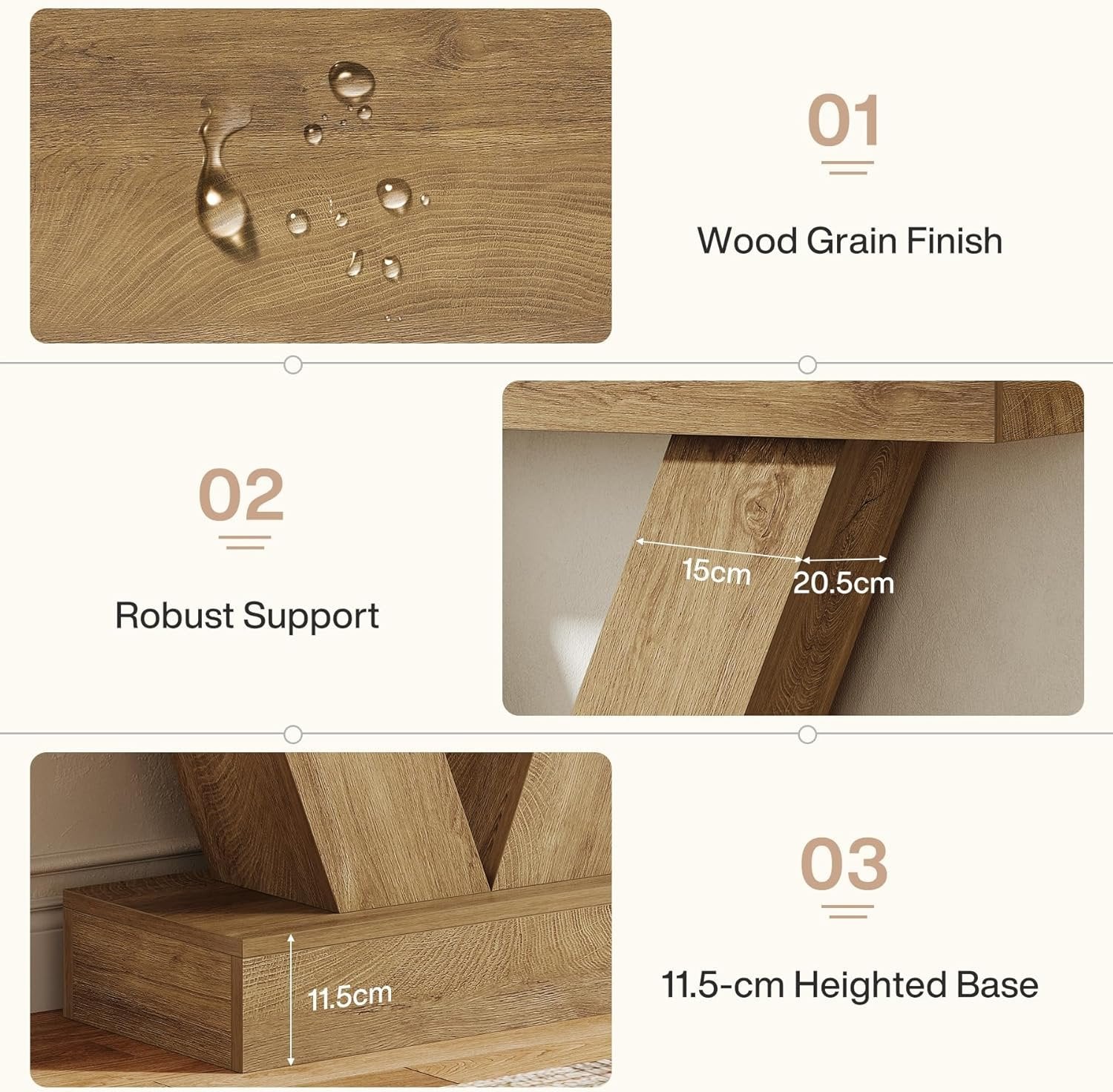 Tribesigns Mesa Consola 105 cm, Mesa de entrada detrás del sofá con patas en V