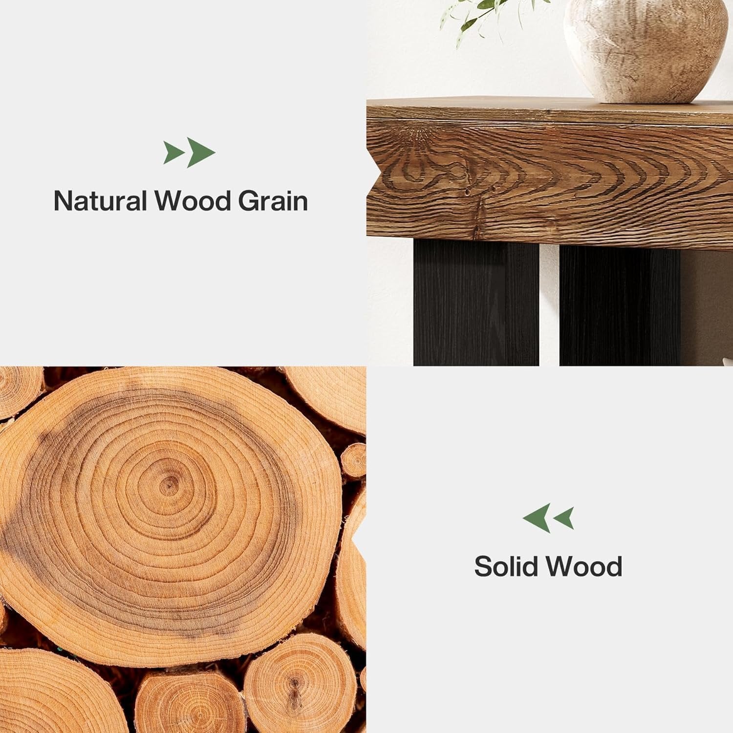 Tribesigns Mesa Consola de Madera Maciza, Mueble Recibidor Entrada con Espacio de Almacenamiento