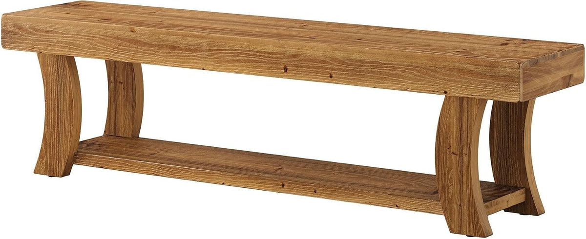 Tribesigns Banco zapatero de 160 cm de madera maciza, Banco para recibidor con estante de estilo rústico