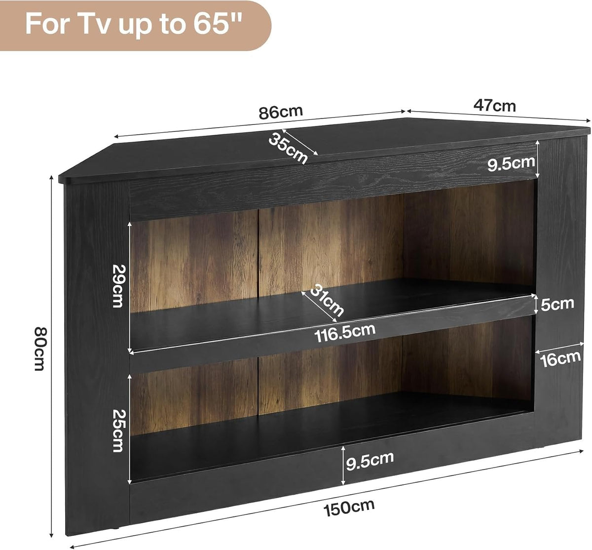 Tribesigns Mueble esquinero para TV de 2 niveles, Mueble para TV trapezoidal