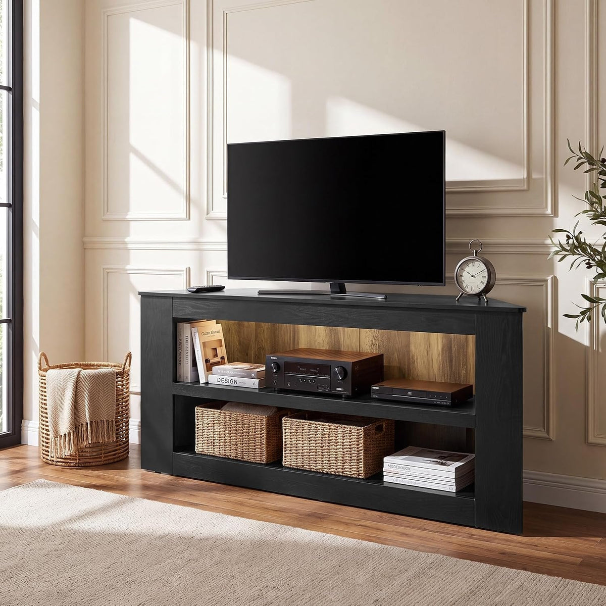 Tribesigns Mueble esquinero para TV de 2 niveles, Mueble para TV trapezoidal