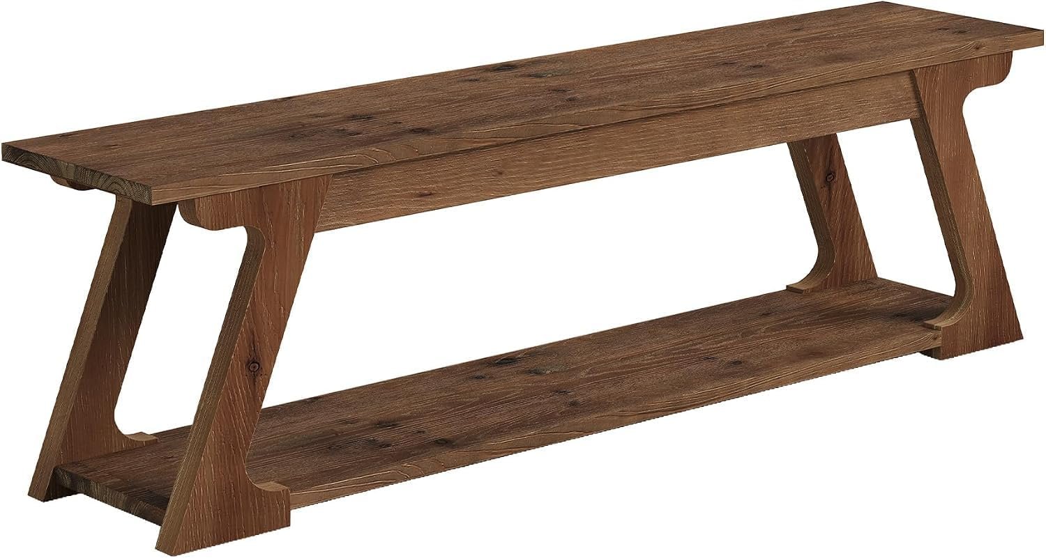 Banco de cama de madera maciza de 150 cm de largo con compartimento de almacenamiento, Banco largo de madera para recibidor