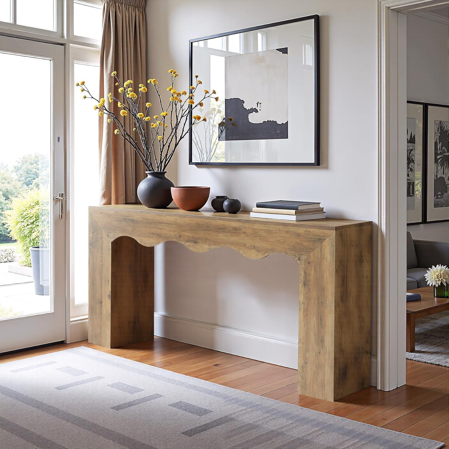 Tribesigns 160 CM Wellen-Konsolentisch, Rustikales Design Schmaler Flurtisch