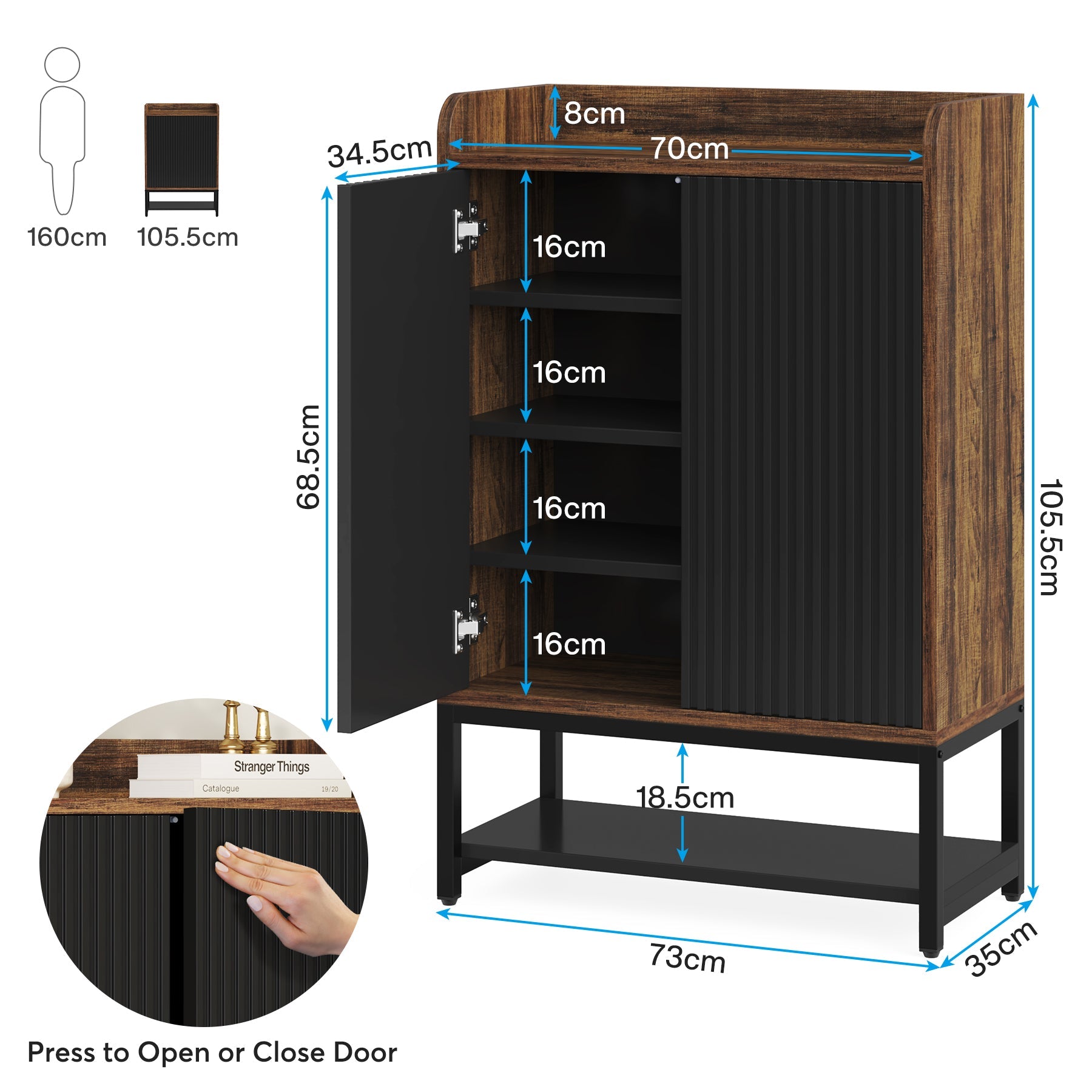 Tribesigns Zapatero con puertas, Zapatero de madera de 5 niveles