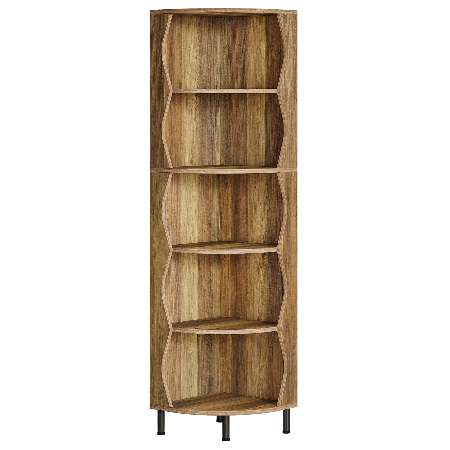 Tribesigns Estantería esquinera de 5 niveles182 cm de alto elegante estantería de madera