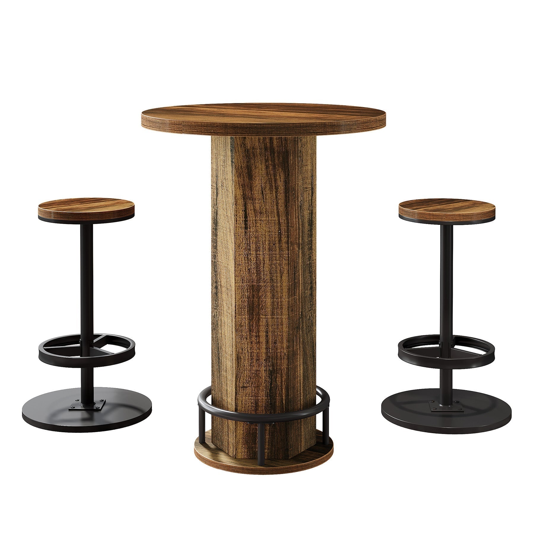 Bistro Sets with 2 Barstools, Pub Cocktail Table Bar Table with Chairs Tribesigns