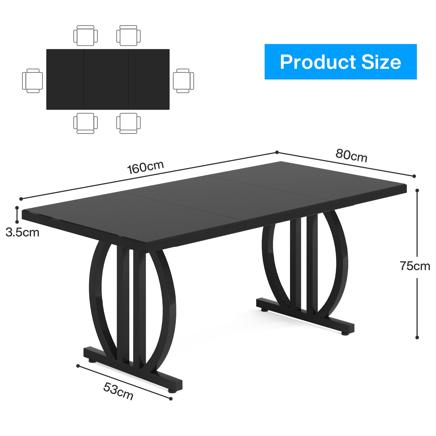 Tribesigns Mesa de comedor de 160 cm, Moderna mesa de cocina para 4-6 personas