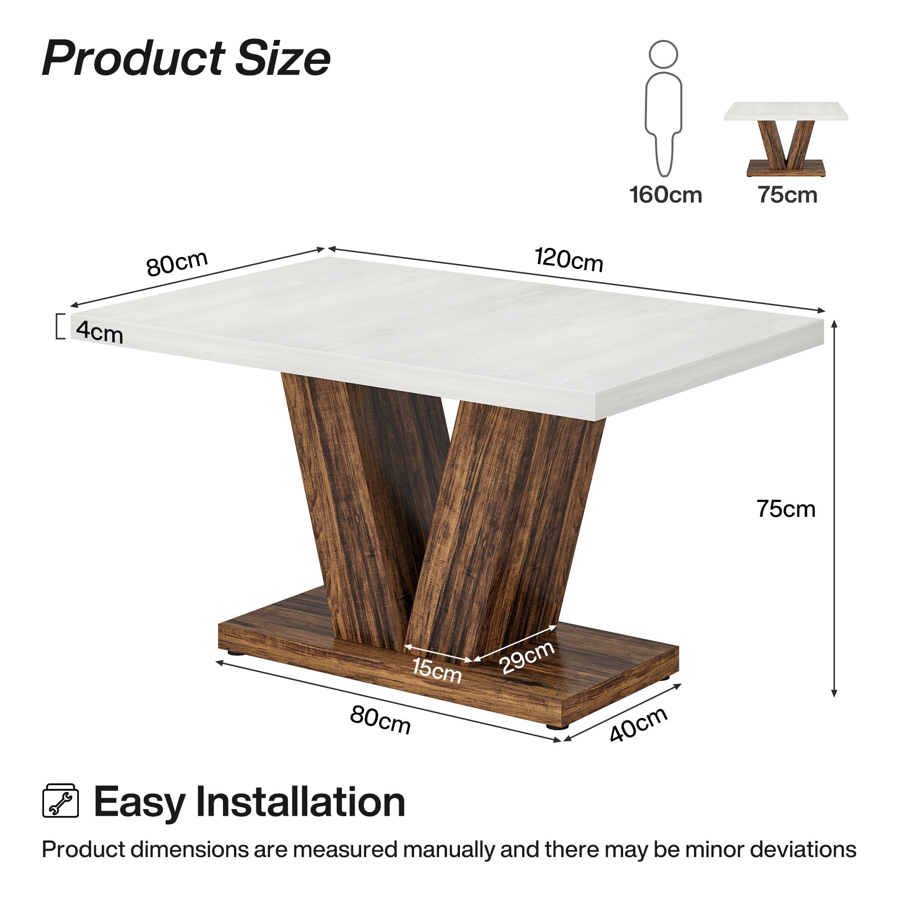 Tribesigns Mesa de comedor rústica, Mesa de cocina de madera blanca estilo granja