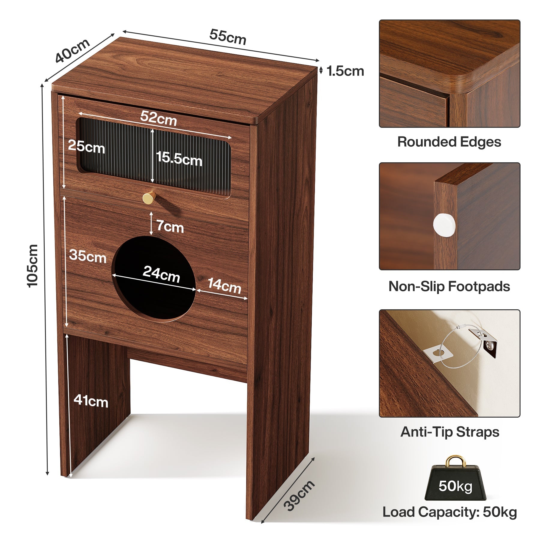 Tribesigns Mueble para gatos con espacio de almacenamiento, Armario para arenero y mesa auxiliar 2 en 1