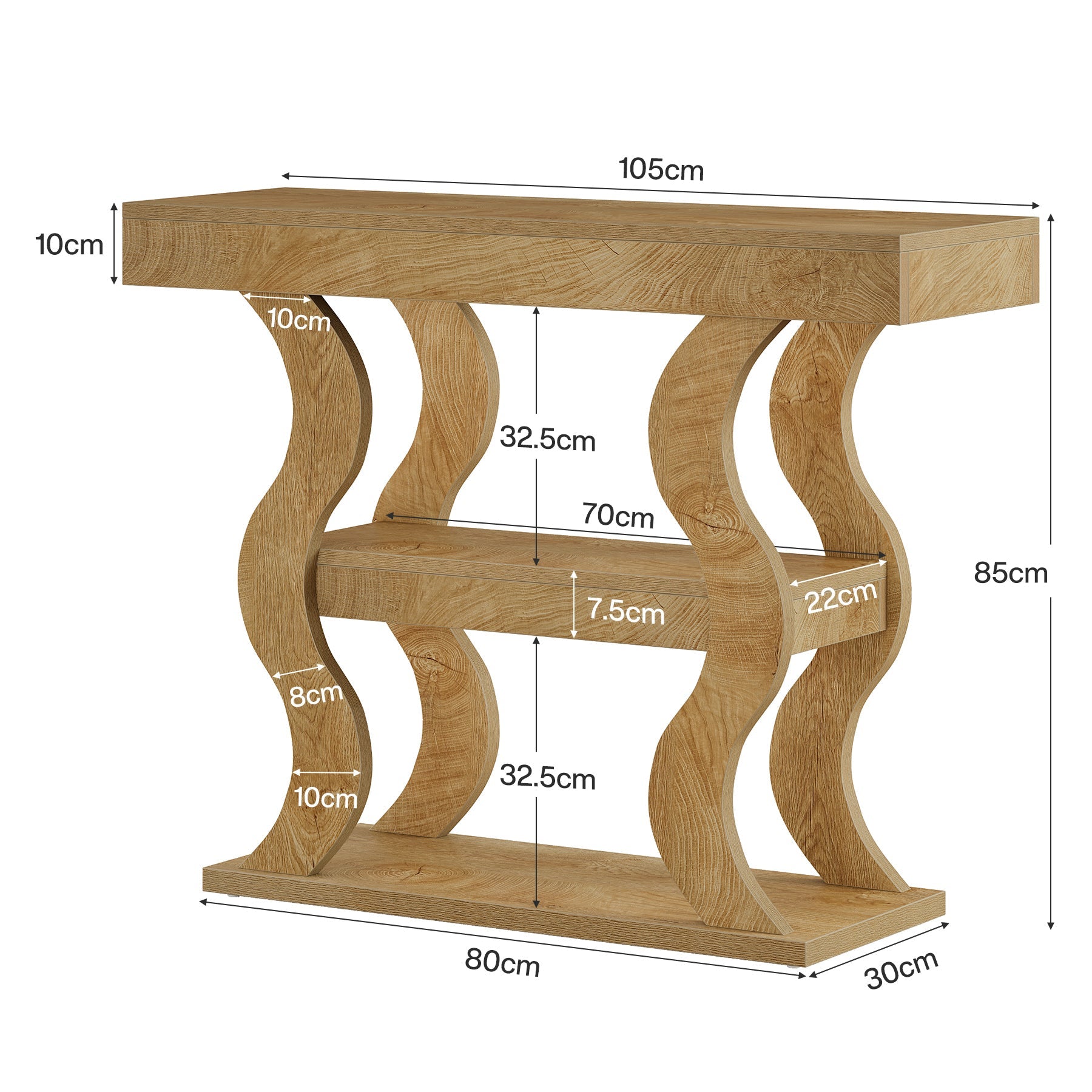 Tribesigns Consola estrecha de 105 cm, Mesa de recibidor de 3 niveles con estantes