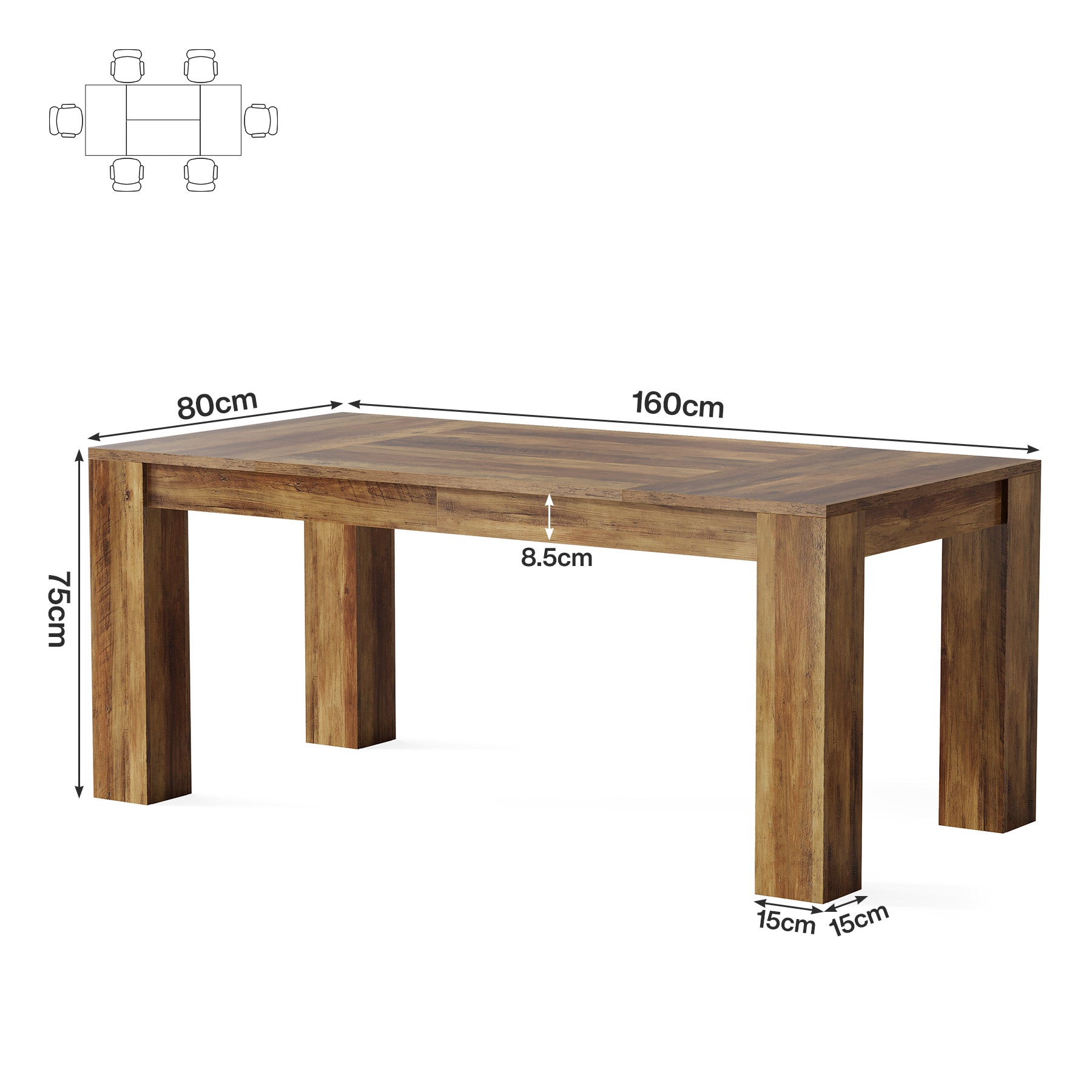 Tribesigns Mesa de comedor rectangular de 63 pulgadas para 4 a 6 personas