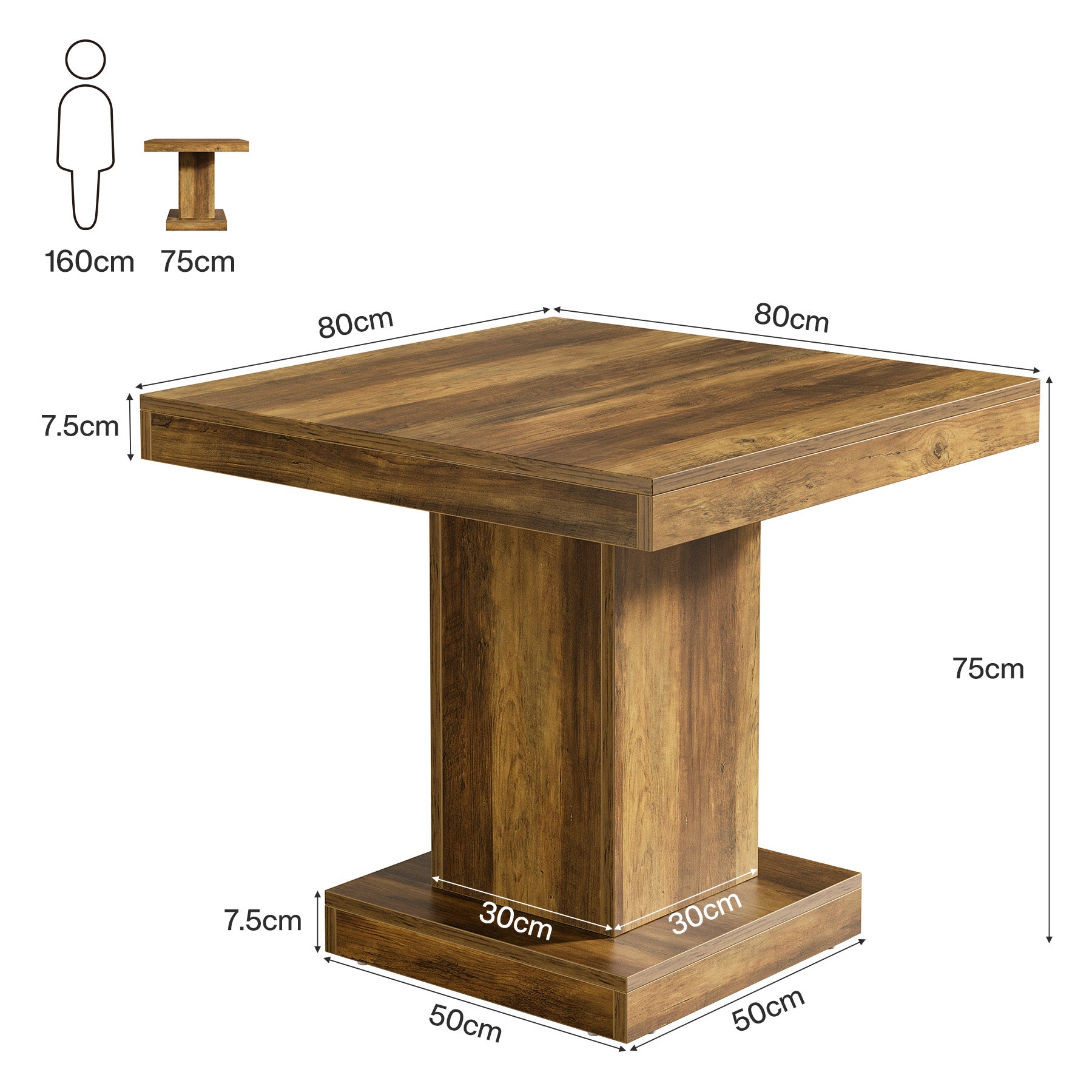 Tribesigns Mesa de comedor cuadrada para 4, Mesa de cocina de granja con base de pedestal resistente