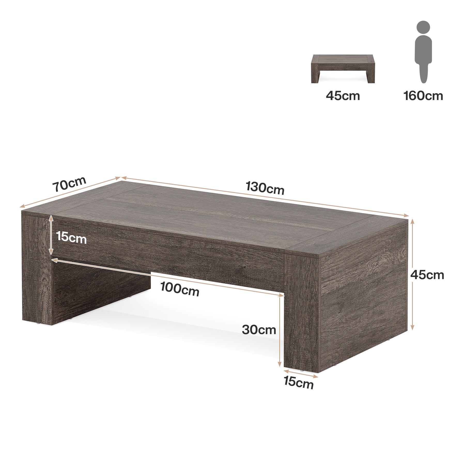 Tribesigns Mesa auxiliar rectangular para sala de estar, Mesa de té de cóctel central