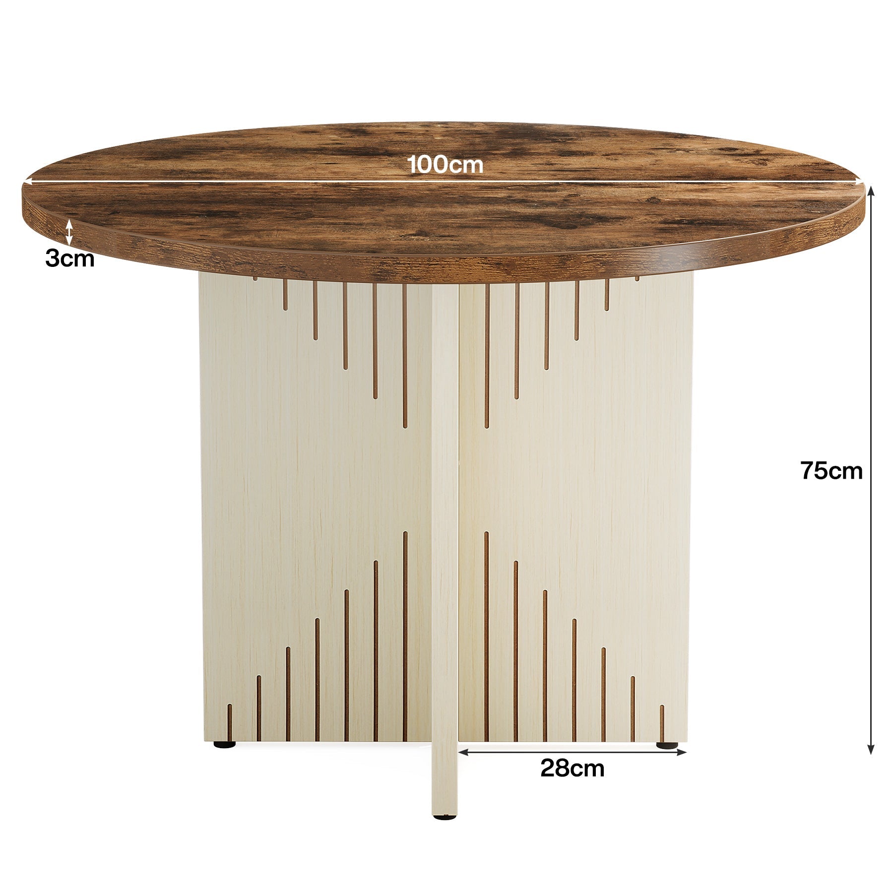 Tribesigns Mesa de comedor de 100 cm, Estilo rústico para 4 personas