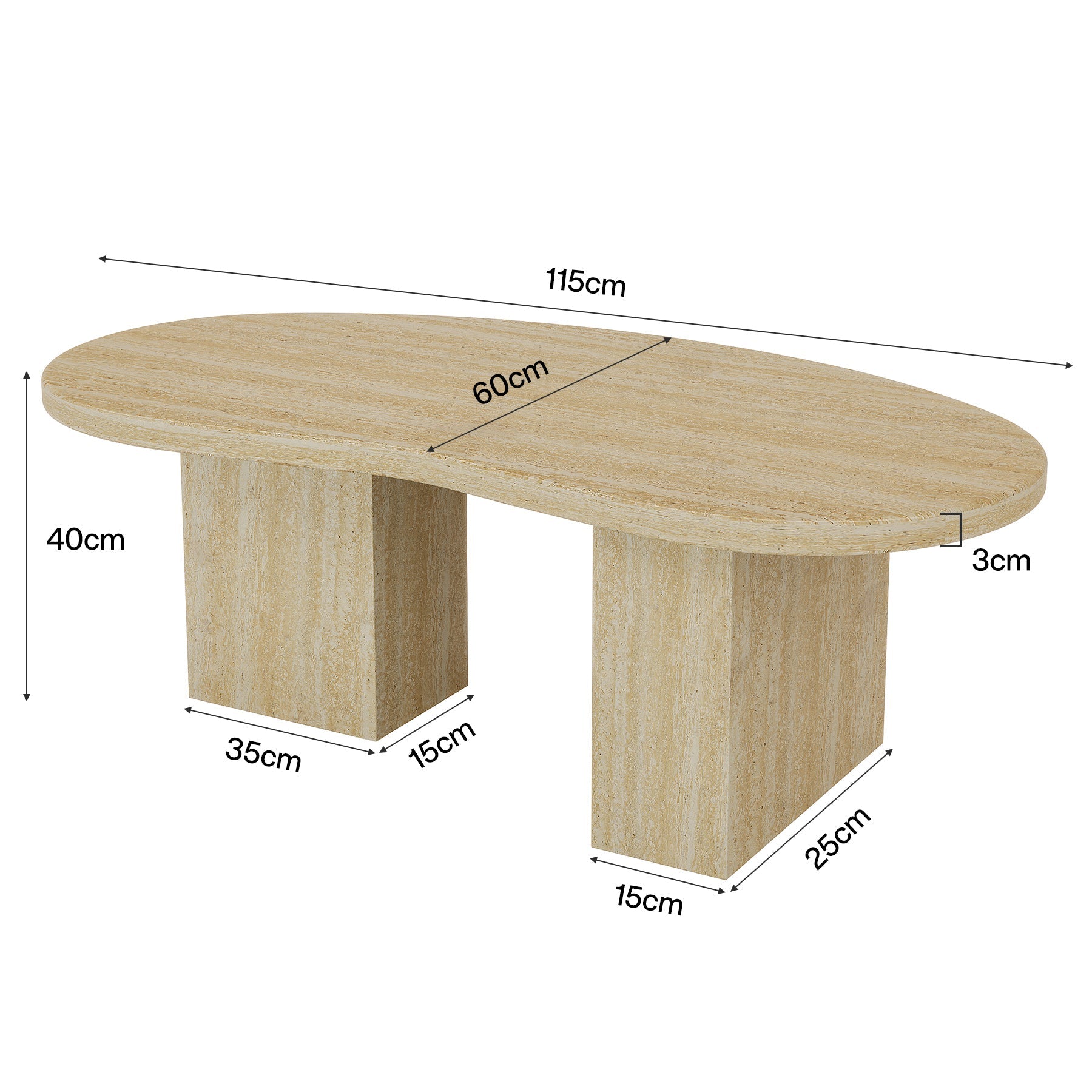 Tribesigns Mesa de centro de 115 cm, Mesa de cóctel ovalada con pedestal asimétrico