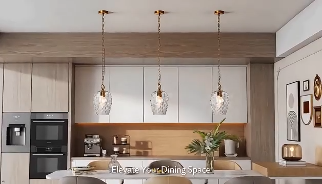 Tribesigns Lámpara colgante con pantalla de cristal martillado, altura regulable hasta 152 cm, diámetro de 22 cm, regulable, lámpara de mesa de comedor, casquillo E27