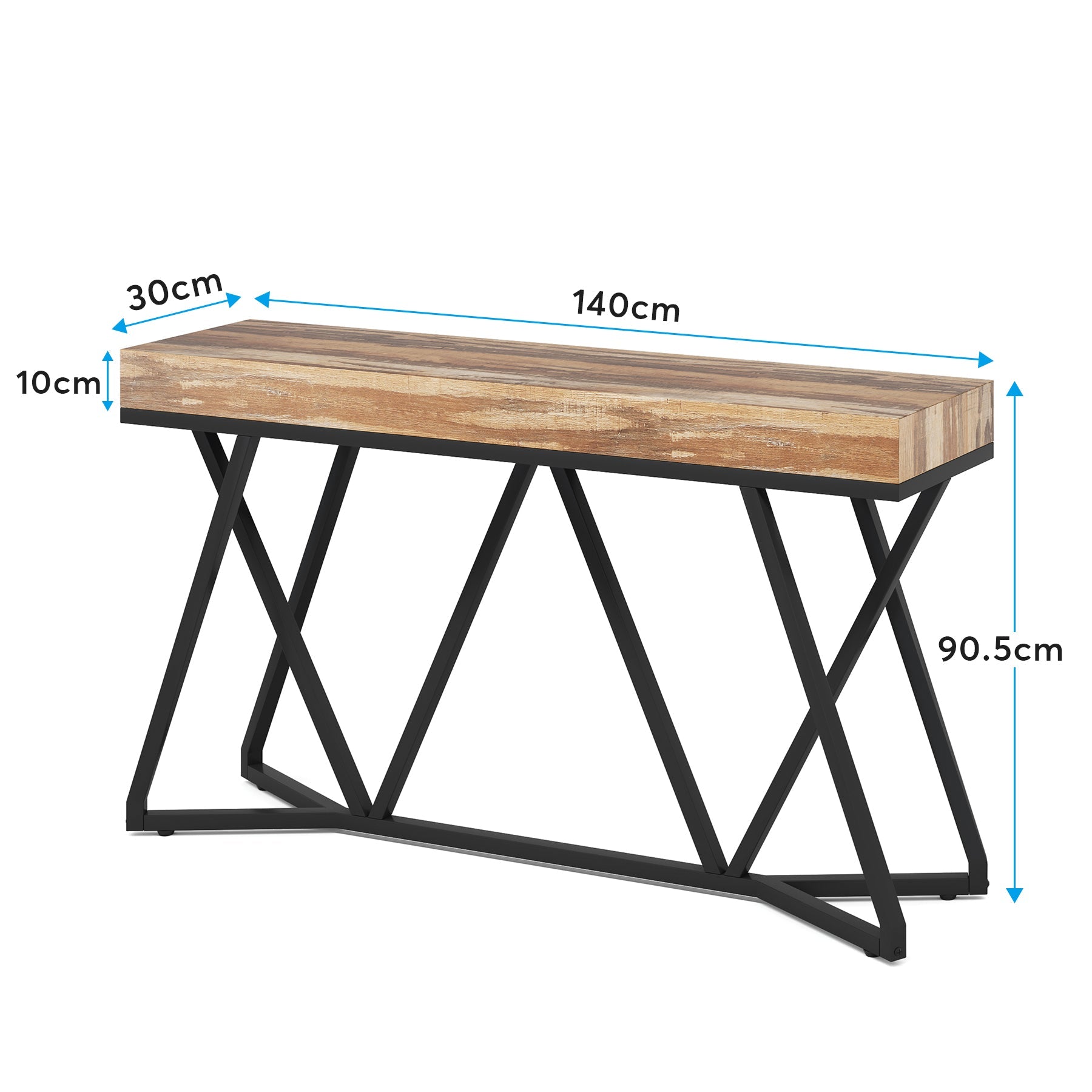 Tribesigns Mesa consola de madera, Consola de entrada con base de metal Mesa de centro única
