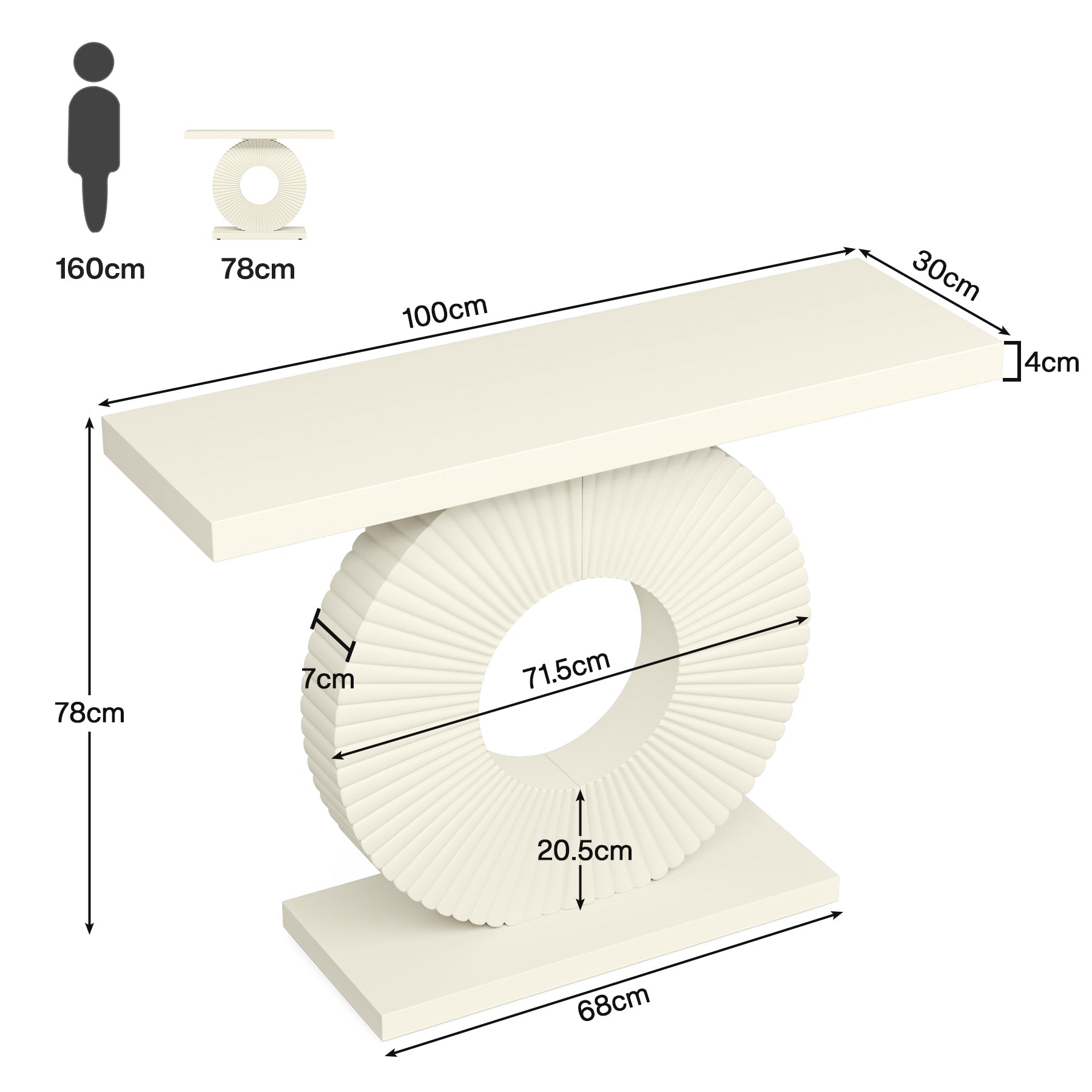 Tribesigns Mesa consola moderna Mesa de sofá de madera de 40 pulgadas con base geométrica