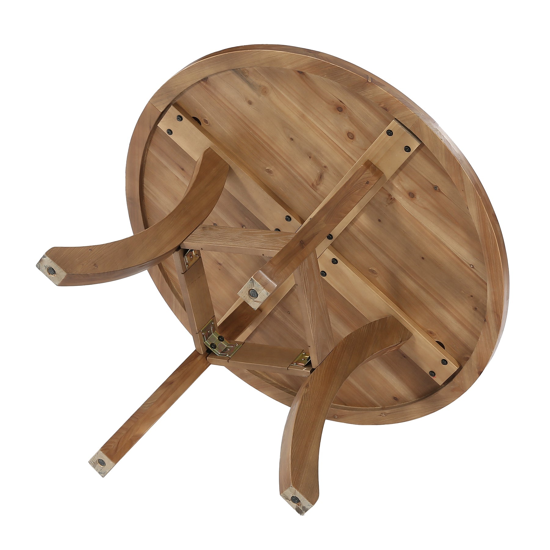 Tribesigns Mesa de comedor redonda de madera maciza de 120 cm, Estilo rústico con patas curvas