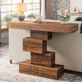 Tribesigns Consola de 108 cm, Mesa auxiliar de madera para sofá con base geométrica 3